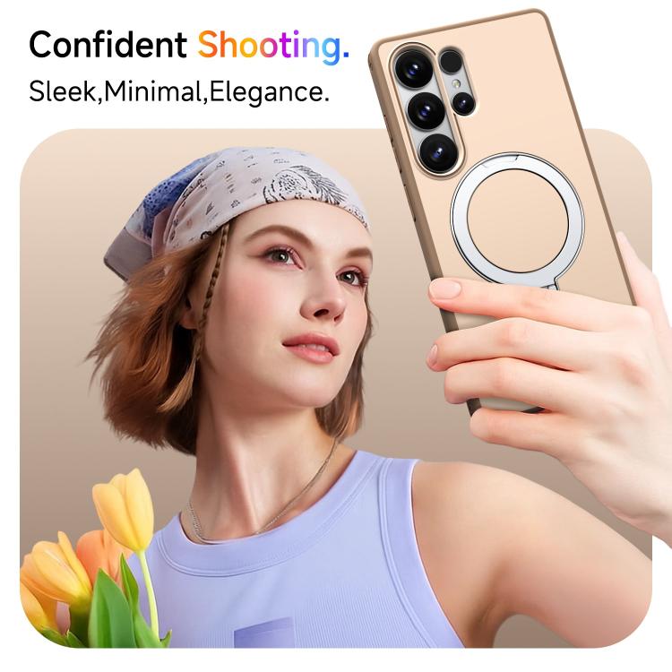 For Galaxy S25 Ultra 5G Rotating Holder TPU + PC Magnetic Shockproof Phone Case
