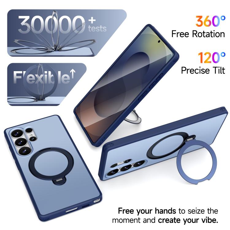 For Galaxy S25 Ultra 5G Rotating Holder TPU + PC Magnetic Shockproof Phone Case