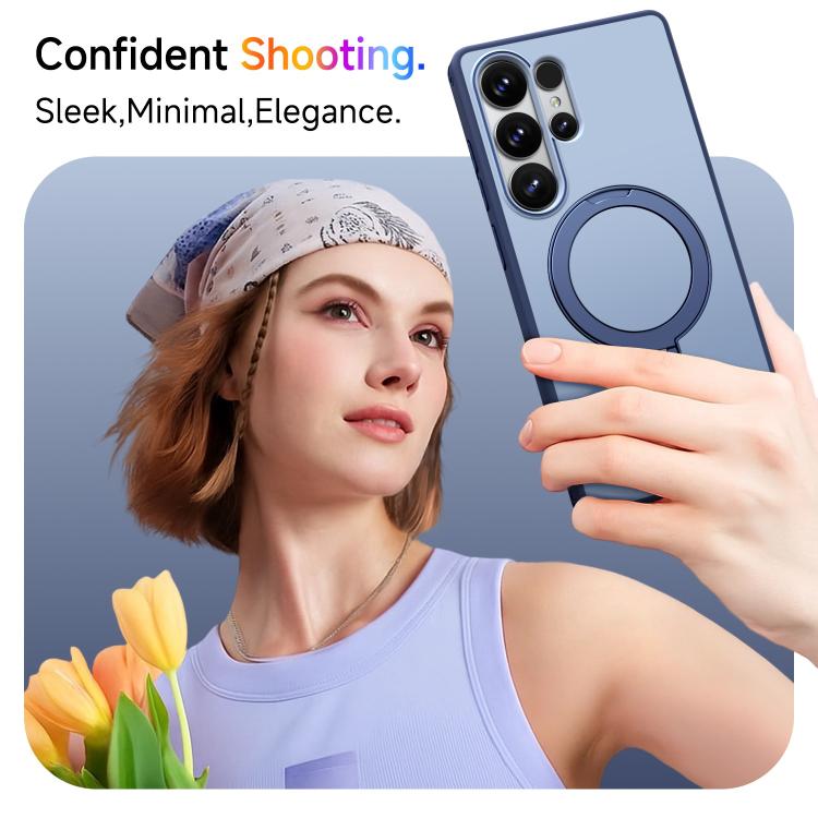For Galaxy S25 Ultra 5G Rotating Holder TPU + PC Magnetic Shockproof Phone Case