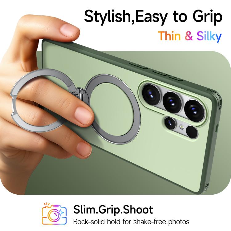 For Galaxy S25 Ultra 5G Rotating Holder TPU + PC Magnetic Shockproof Phone Case