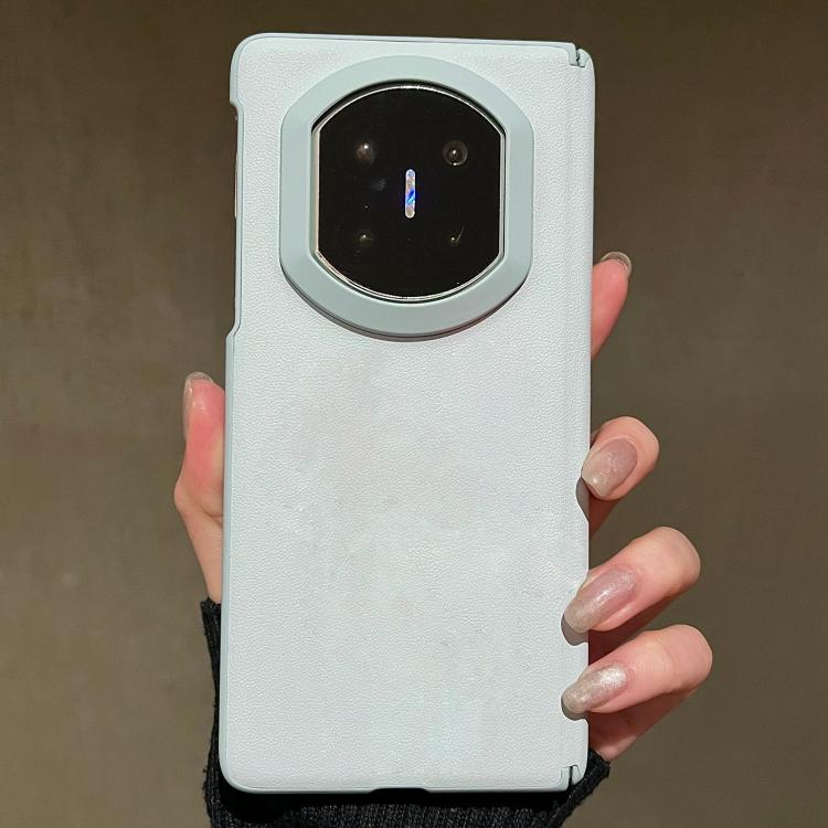 For Huawei Mate X7 Skin Feel Blue Edge Vegan Leather Phone Case