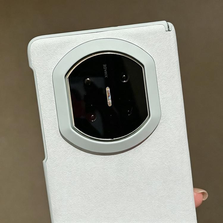 For Huawei Mate X7 Skin Feel Blue Edge Vegan Leather Phone Case