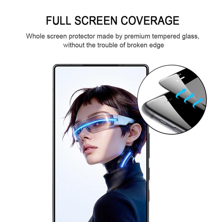 For ZTE nubia RedMagic 11S Pro 5G High Aluminum Full Screen Silk Printing Tempered Glass Film, Support Fingerprint Unlocking