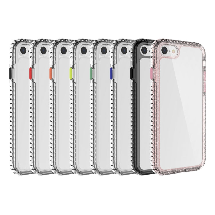 For iPhone 12 mini 2 in 1 Ultra Clear Shockproof PC+ TPU Case with Removable Color Button For iPhone SE 2020 / 8 / 7