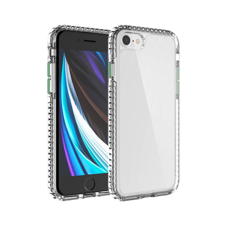 For iPhone 12 mini 2 in 1 Ultra Clear Shockproof PC+ TPU Case with Removable Color Button For iPhone SE 2020 / 8 / 7