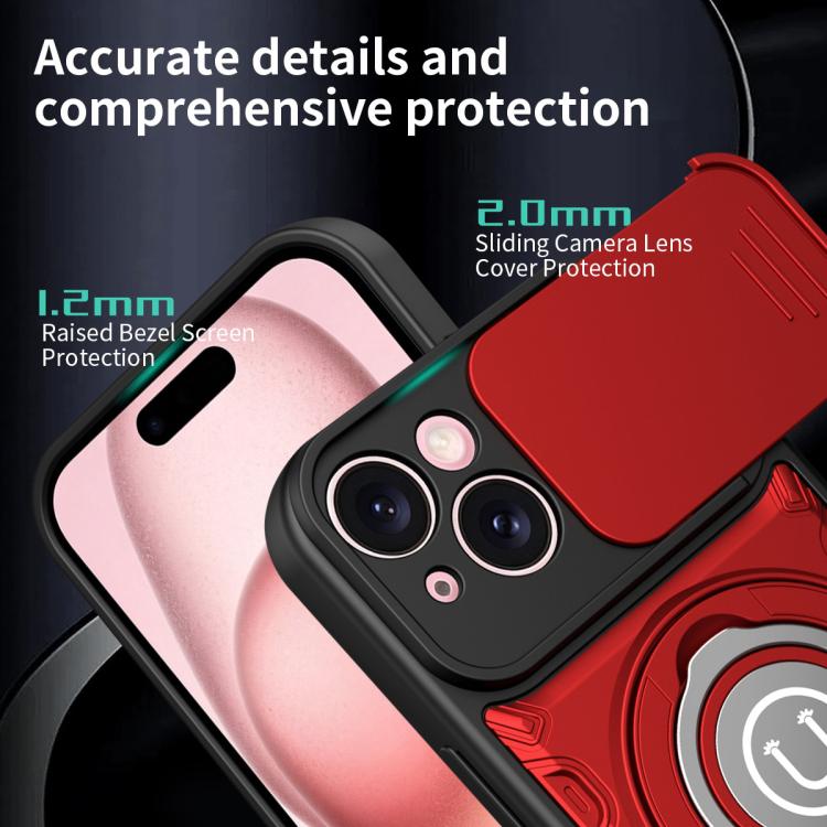 For iPhone 15 Sliding Camshield Holder Magnetic Phone Case