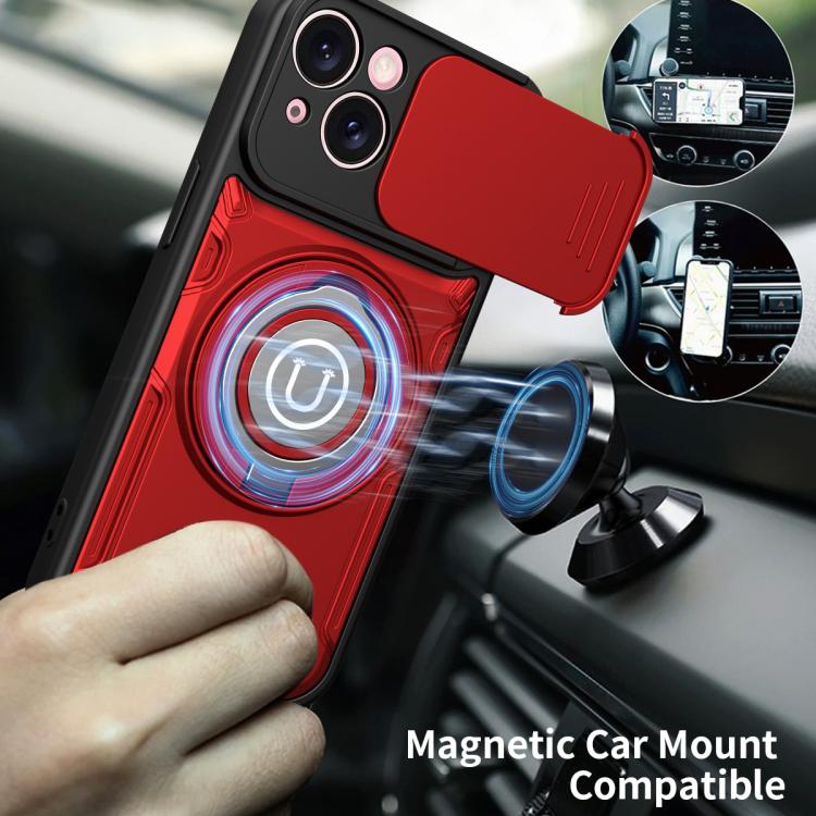 For iPhone 15 Sliding Camshield Holder Magnetic Phone Case