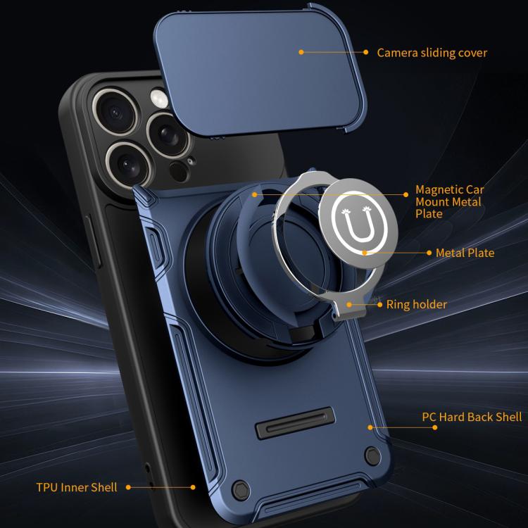 For iPhone 15 Pro Sliding Camshield Holder Magnetic Phone Case
