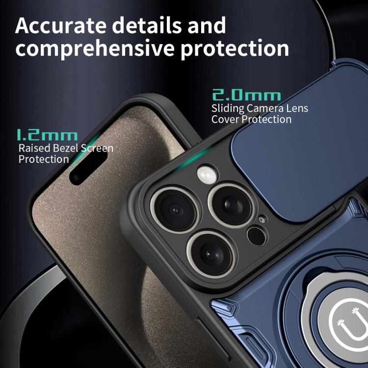For iPhone 15 Pro Sliding Camshield Holder Magnetic Phone Case