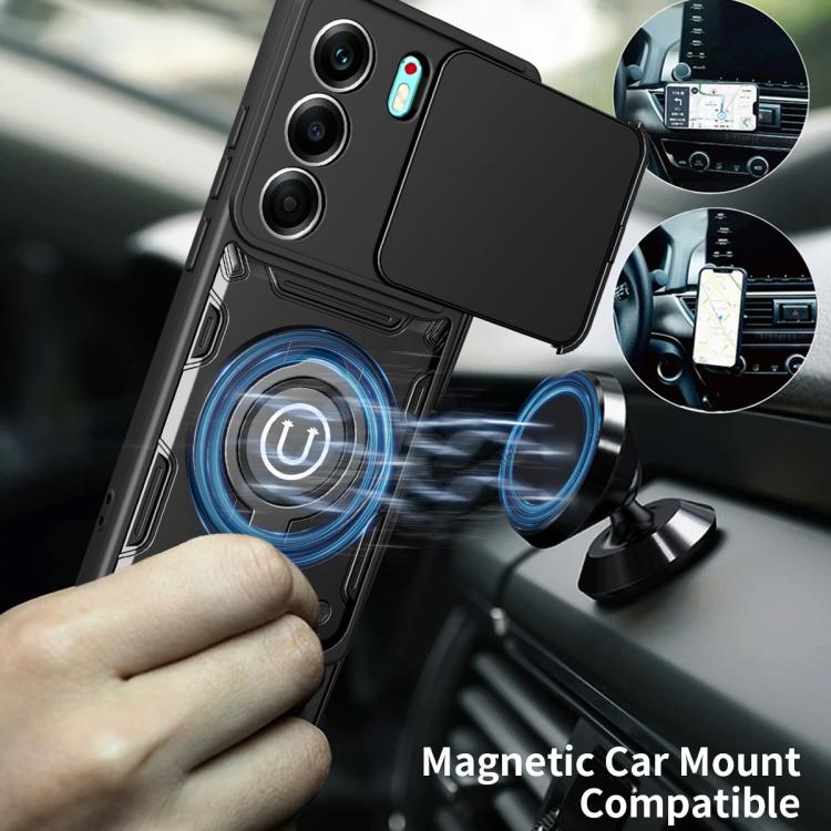 For Tecno Camon 40 4G Global Sliding Camshield Holder Magnetic Phone Case