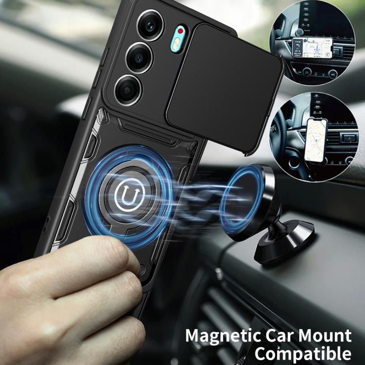 For Tecno Camon 40 Pro 4G Global Sliding Camshield Holder Magnetic Phone Case