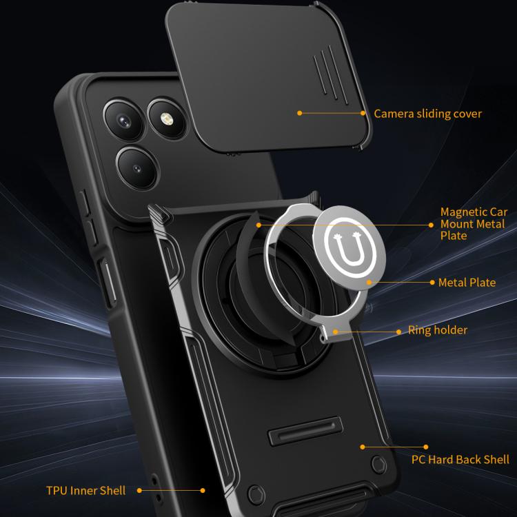 For Tecno Pova 7 4G Sliding Camshield Holder Magnetic Phone Case