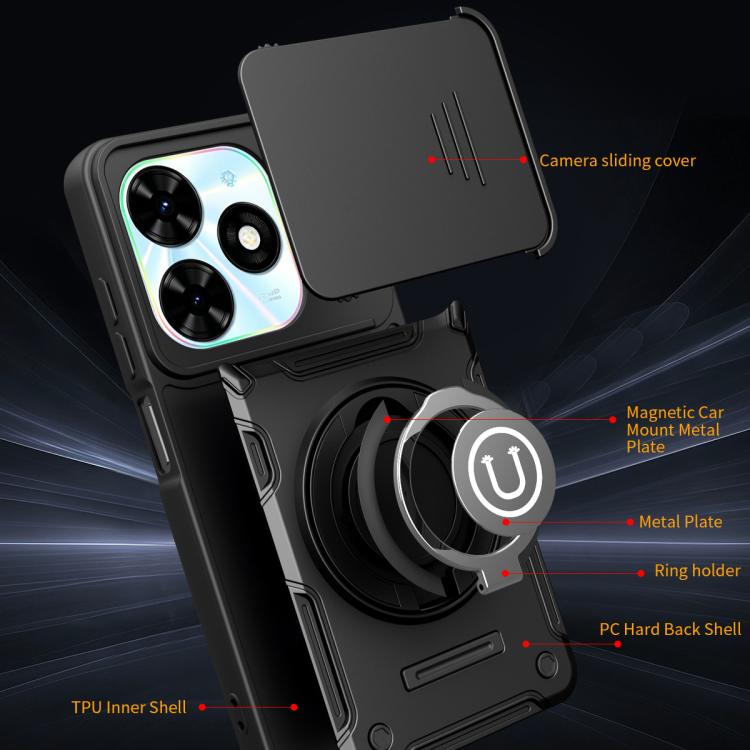For Tecno Spark Go 2024 / 20 Sliding Camshield Holder Magnetic Phone Case