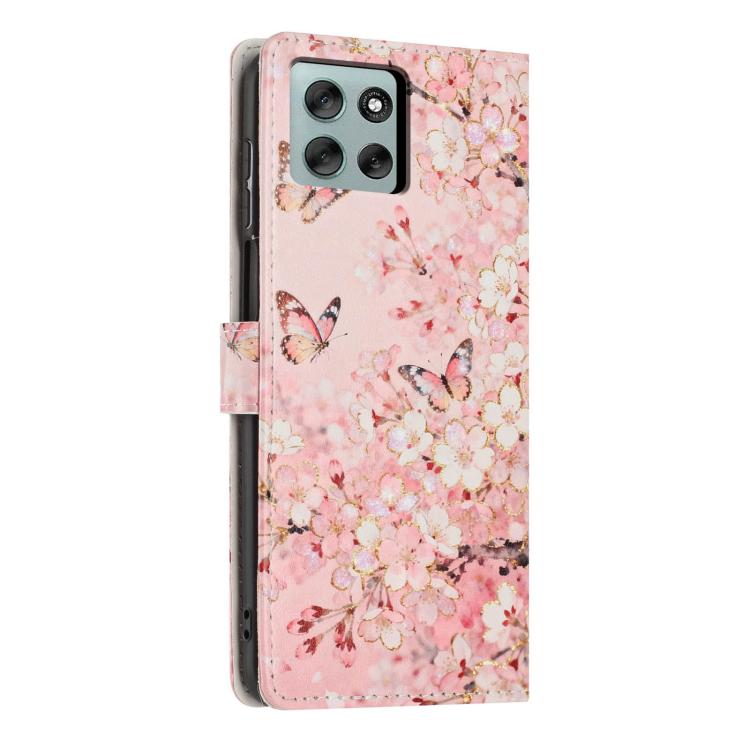 For Moto G36 5G Colorful Painting Vegan Leather Phone Case with Lanyard
