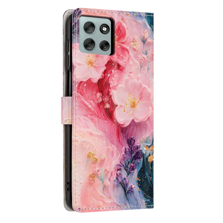 For Moto G36 5G Colorful Painting Vegan Leather Phone Case with Lanyard
