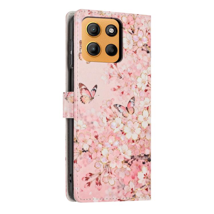 For Moto G17 /  G17 Power 4G Colorful Painting Vegan Leather Phone Case with Lanyard