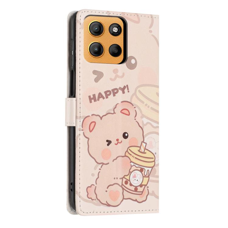 For Moto G17 /  G17 Power 4G Colorful Painting Vegan Leather Phone Case with Lanyard