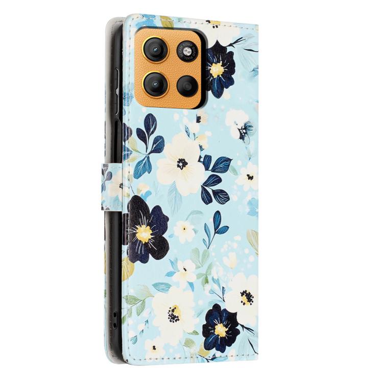 For Moto G17 /  G17 Power 4G Colorful Painting Vegan Leather Phone Case with Lanyard