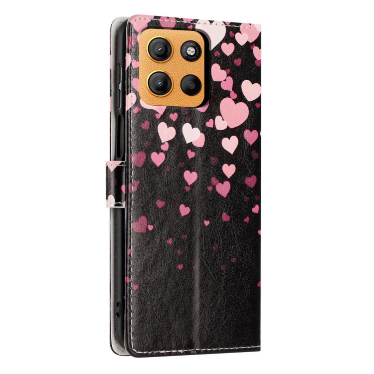 For Moto G17 /  G17 Power 4G Colorful Painting Vegan Leather Phone Case with Lanyard