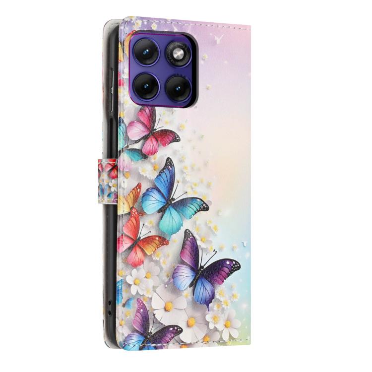 For Moto Edge 70 Fusion 5G Colorful Painting Vegan Leather Phone Case with Lanyard