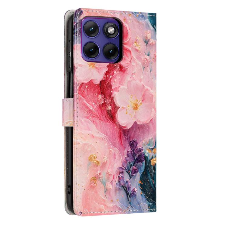 For Moto Edge 70 Fusion 5G Colorful Painting Vegan Leather Phone Case with Lanyard