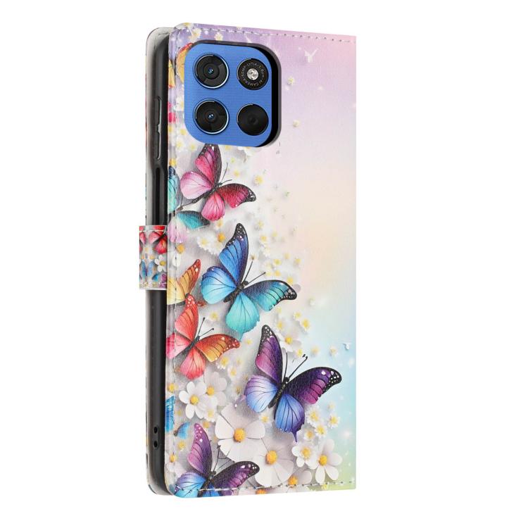 For Moto G100s 5G Colorful Painting Vegan Leather Phone Case with Lanyard