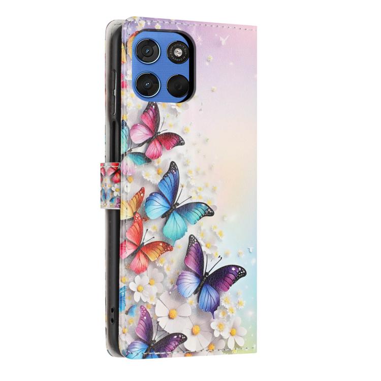 For Moto G57 5G Colorful Painting Vegan Leather Phone Case with Lanyard
