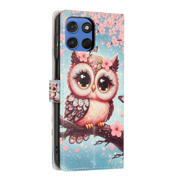 For Moto G57 5G Colorful Painting Vegan Leather Phone Case with Lanyard