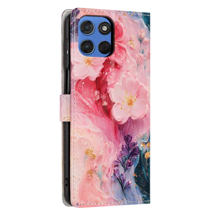 For Moto G57 5G Colorful Painting Vegan Leather Phone Case with Lanyard