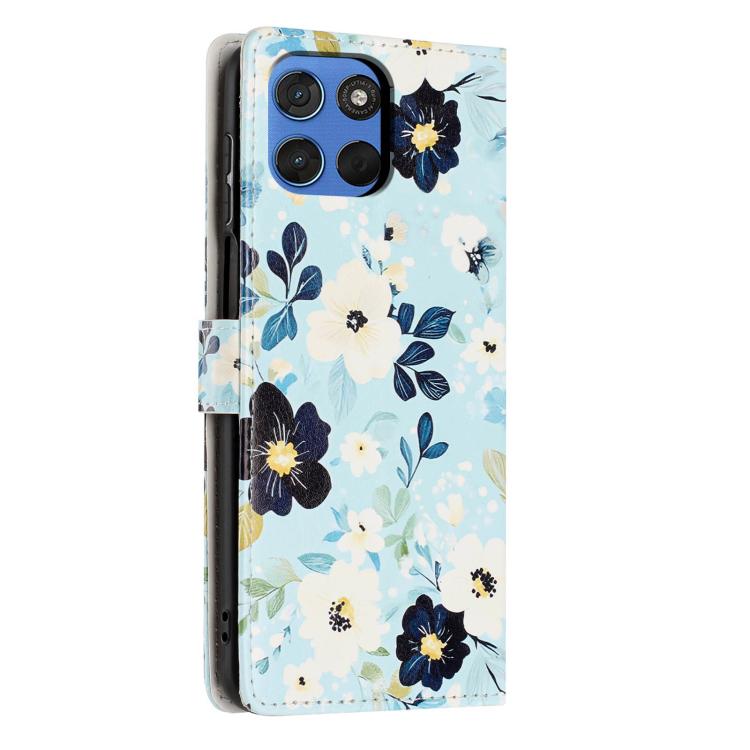 For Moto G57 5G Colorful Painting Vegan Leather Phone Case with Lanyard