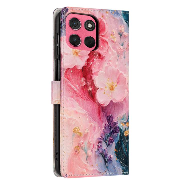 For Moto G57 Power / G67 Power 5G Colorful Painting Vegan Leather Phone Case with Lanyard