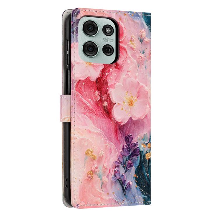 For Moto G75 5G Colorful Painting Vegan Leather Phone Case with Lanyard