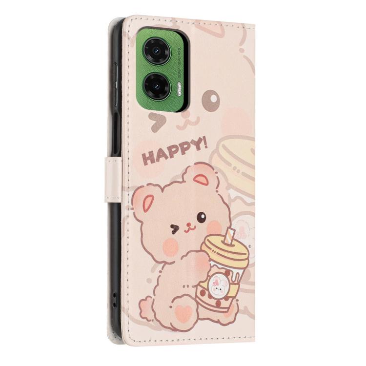 For Moto G35 Colorful Painting Vegan Leather Phone Case with Lanyard