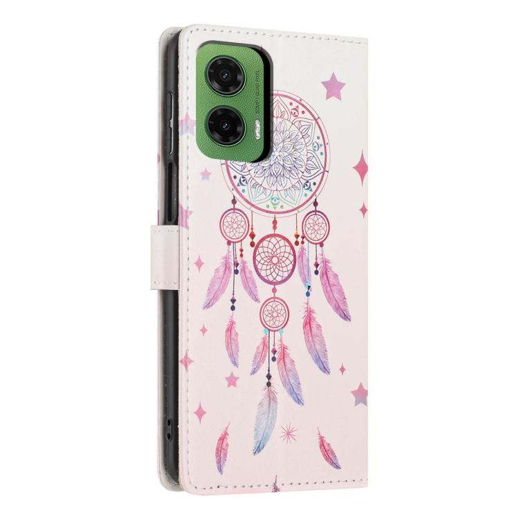 For Moto G35 Colorful Painting Vegan Leather Phone Case with Lanyard