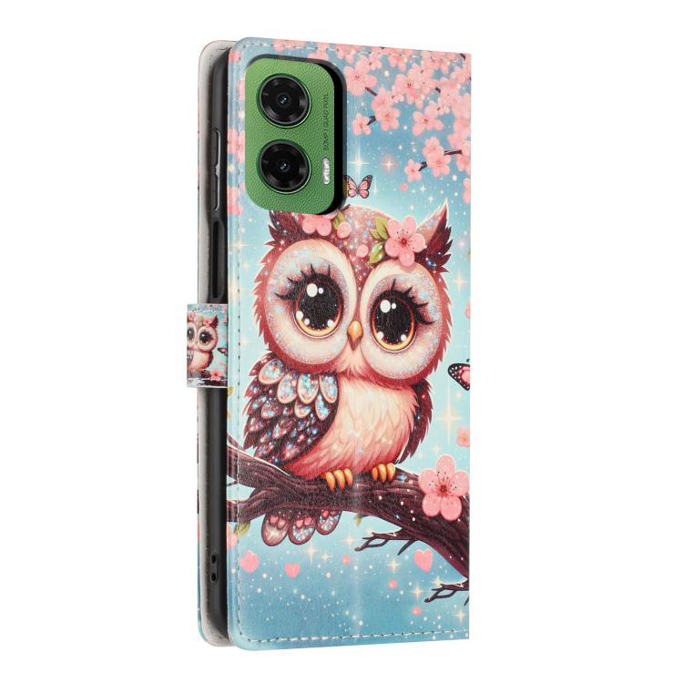 For Moto G35 Colorful Painting Vegan Leather Phone Case with Lanyard