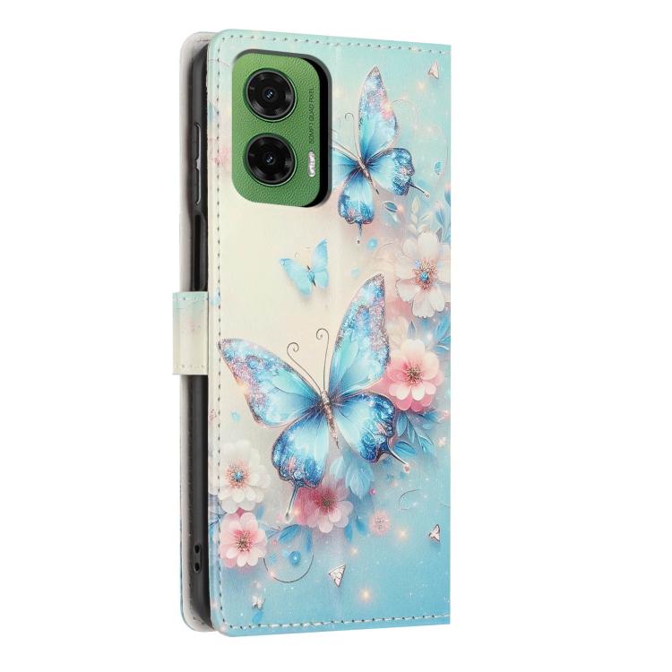 For Moto G35 Colorful Painting Vegan Leather Phone Case with Lanyard