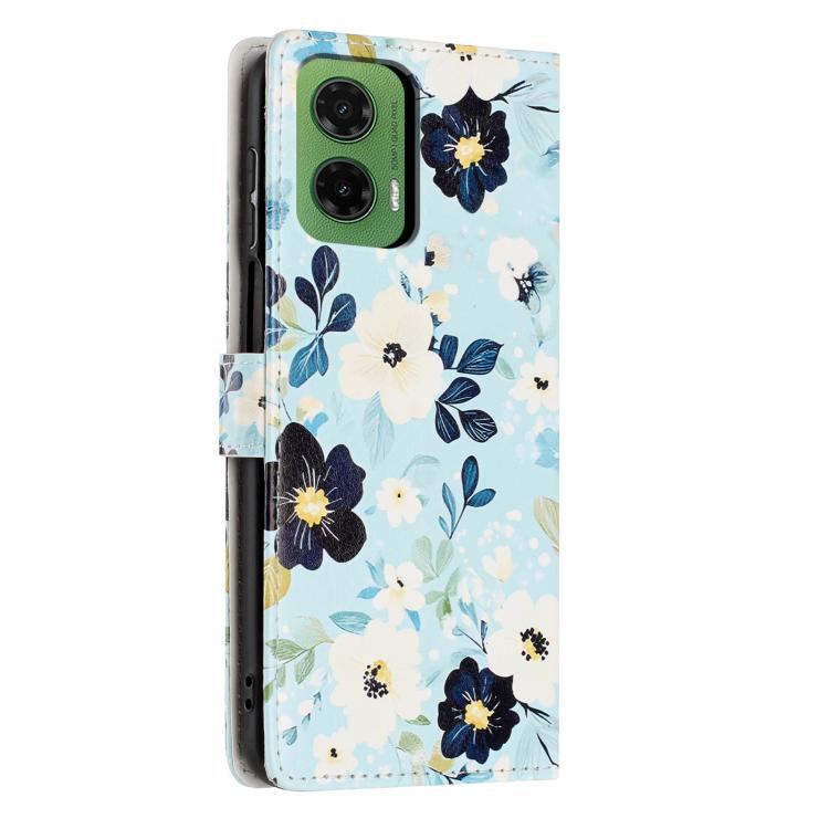 For Moto G35 Colorful Painting Vegan Leather Phone Case with Lanyard