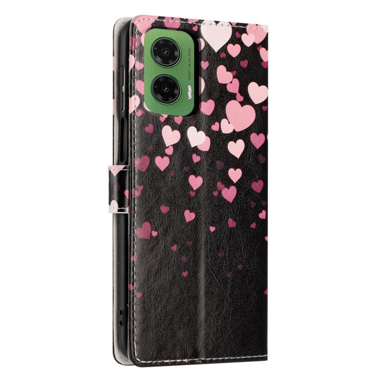 For Moto G35 Colorful Painting Vegan Leather Phone Case with Lanyard
