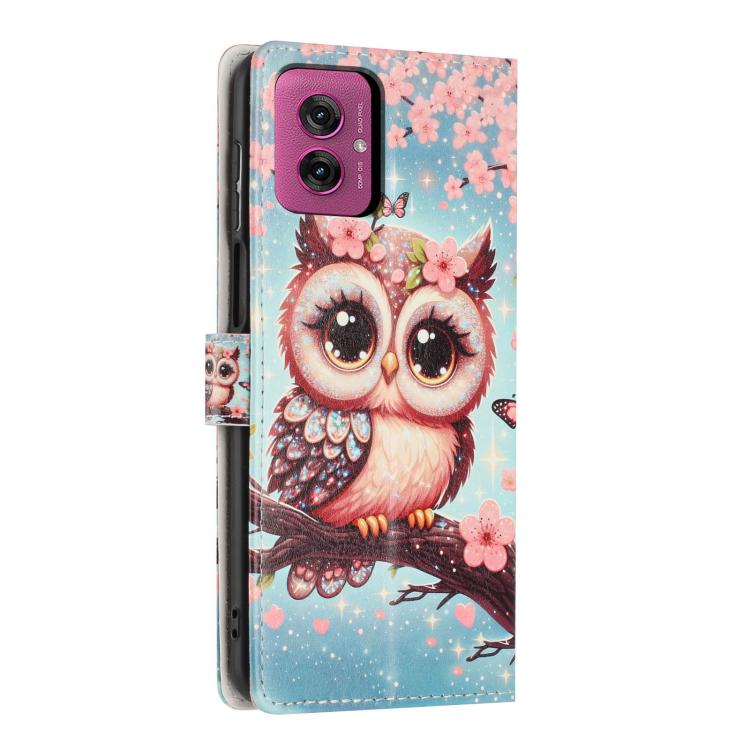 For Moto G55 Colorful Painting Vegan Leather Phone Case with Lanyard