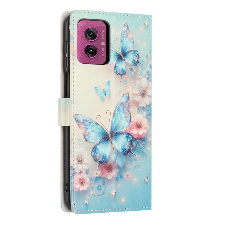 For Moto G55 Colorful Painting Vegan Leather Phone Case with Lanyard
