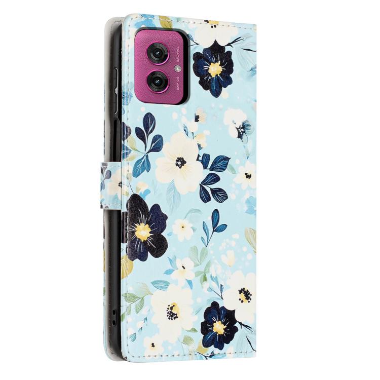 For Moto G55 Colorful Painting Vegan Leather Phone Case with Lanyard