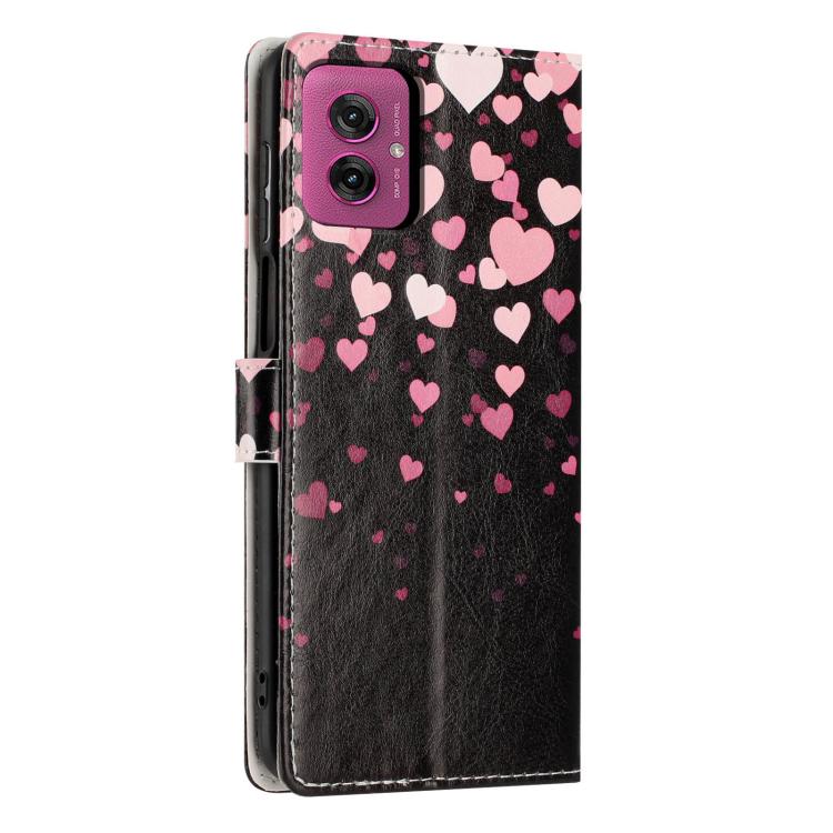 For Moto G55 Colorful Painting Vegan Leather Phone Case with Lanyard