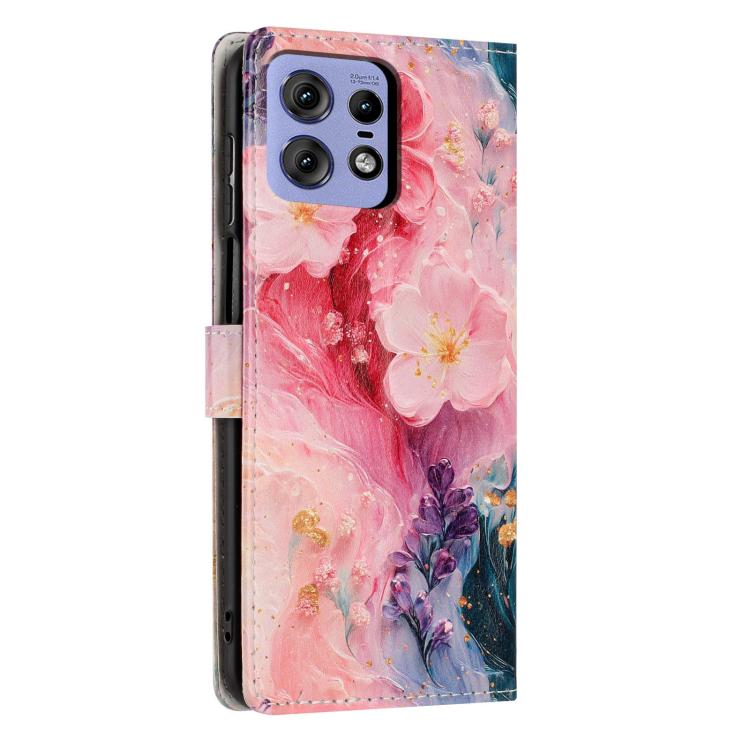 For Moto Edge 50 Pro Colorful Painting Vegan Leather Phone Case with Lanyard