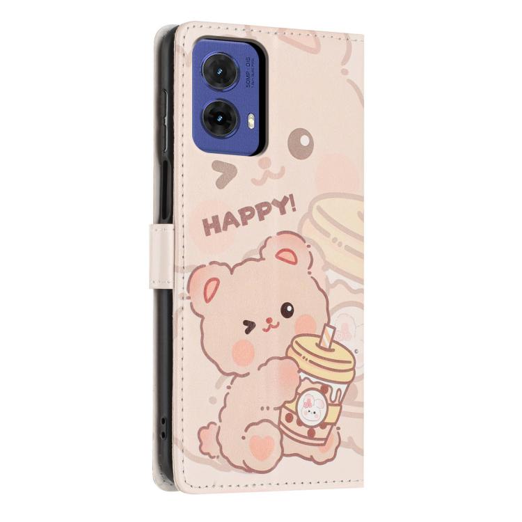 For Moto G85 Colorful Painting Vegan Leather Phone Case with Lanyard