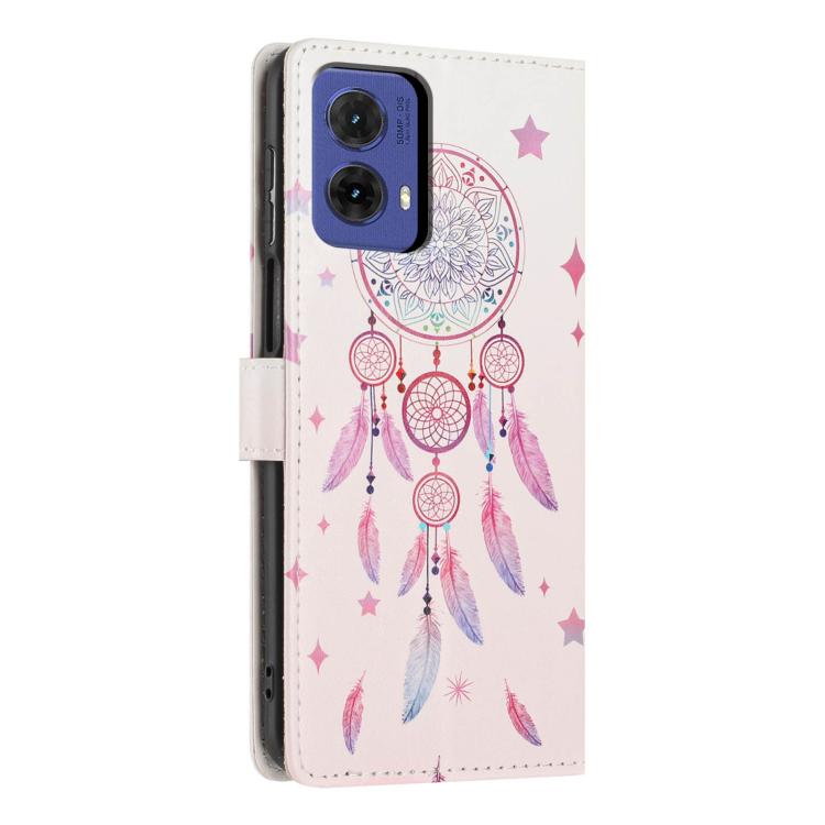 For Moto G85 Colorful Painting Vegan Leather Phone Case with Lanyard