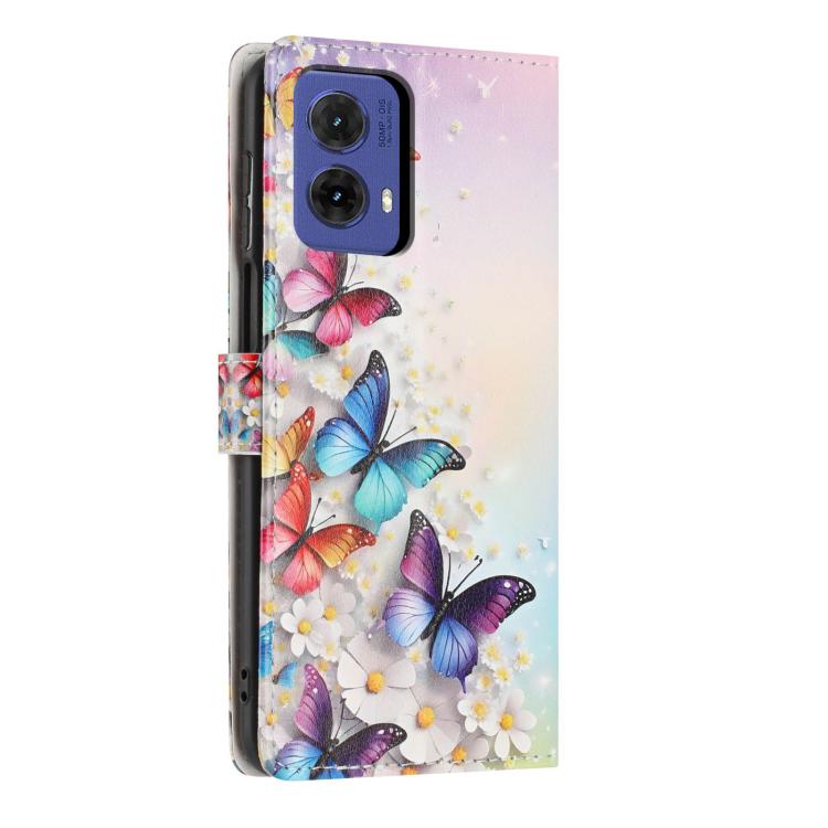 For Moto G85 Colorful Painting Vegan Leather Phone Case with Lanyard