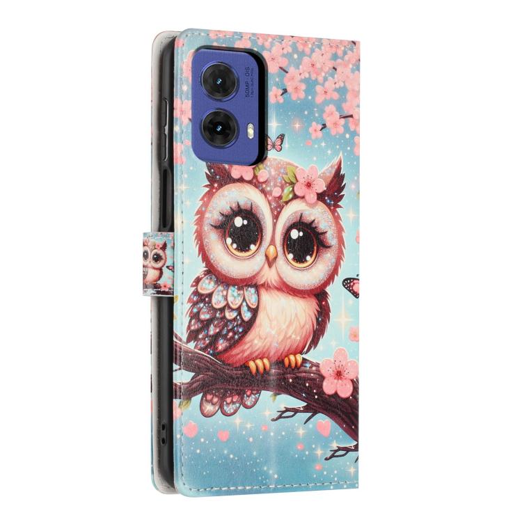 For Moto G85 Colorful Painting Vegan Leather Phone Case with Lanyard