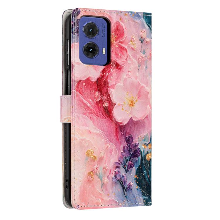 For Moto G85 Colorful Painting Vegan Leather Phone Case with Lanyard