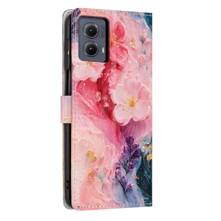 For Moto Edge  - 2024 Colorful Painting Vegan Leather Phone Case with Lanyard