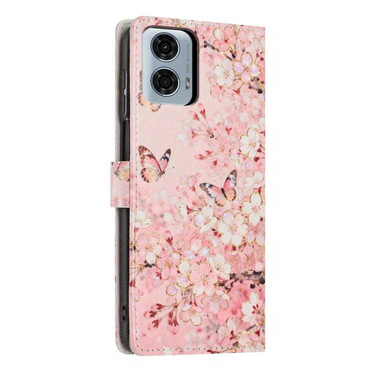 For Moto G24 Power Colorful Painting Vegan Leather Phone Case with Lanyard